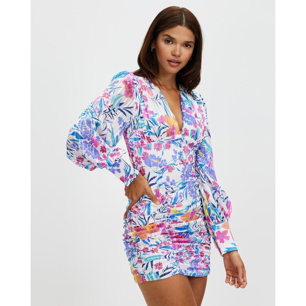 Revolve x Runaway The Label Euphoric Puff Long Sleeve Floral Mini Dress Size 2